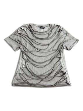 Darker Wavs Grey Echo Distressed + Shredded Layered T-Shirt